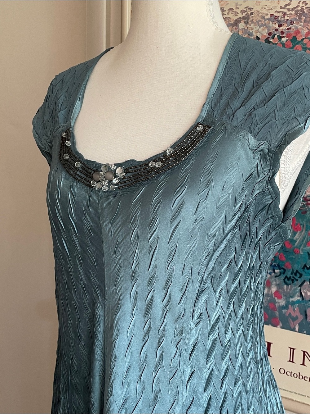 Komarov Teal Blue Pleated Maxi Dress Cardigan Set Mermaid Fairy Wedding Guest - Picture 5 of 16